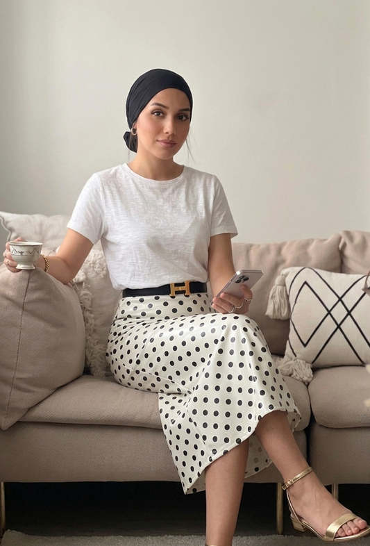 Jupe en Satin "Élégance Pointillée"