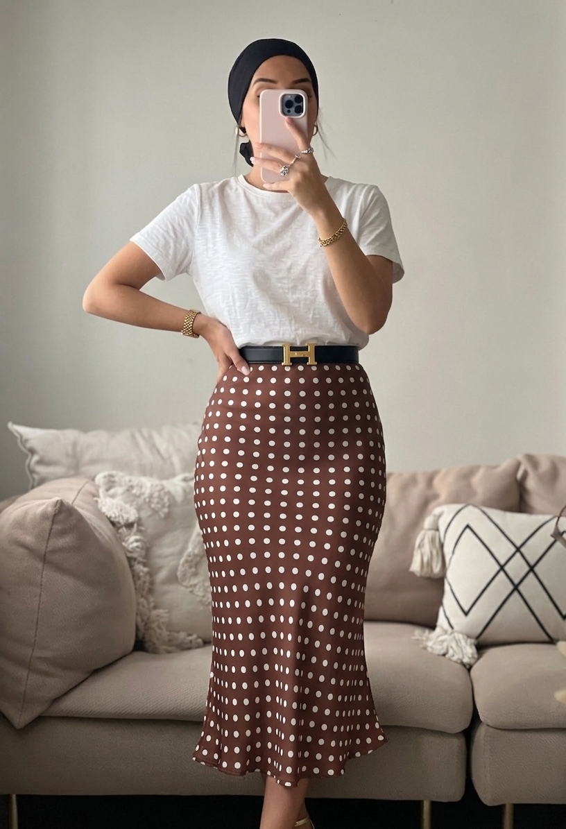 Jupe en Satin "Élégance Pointillée"