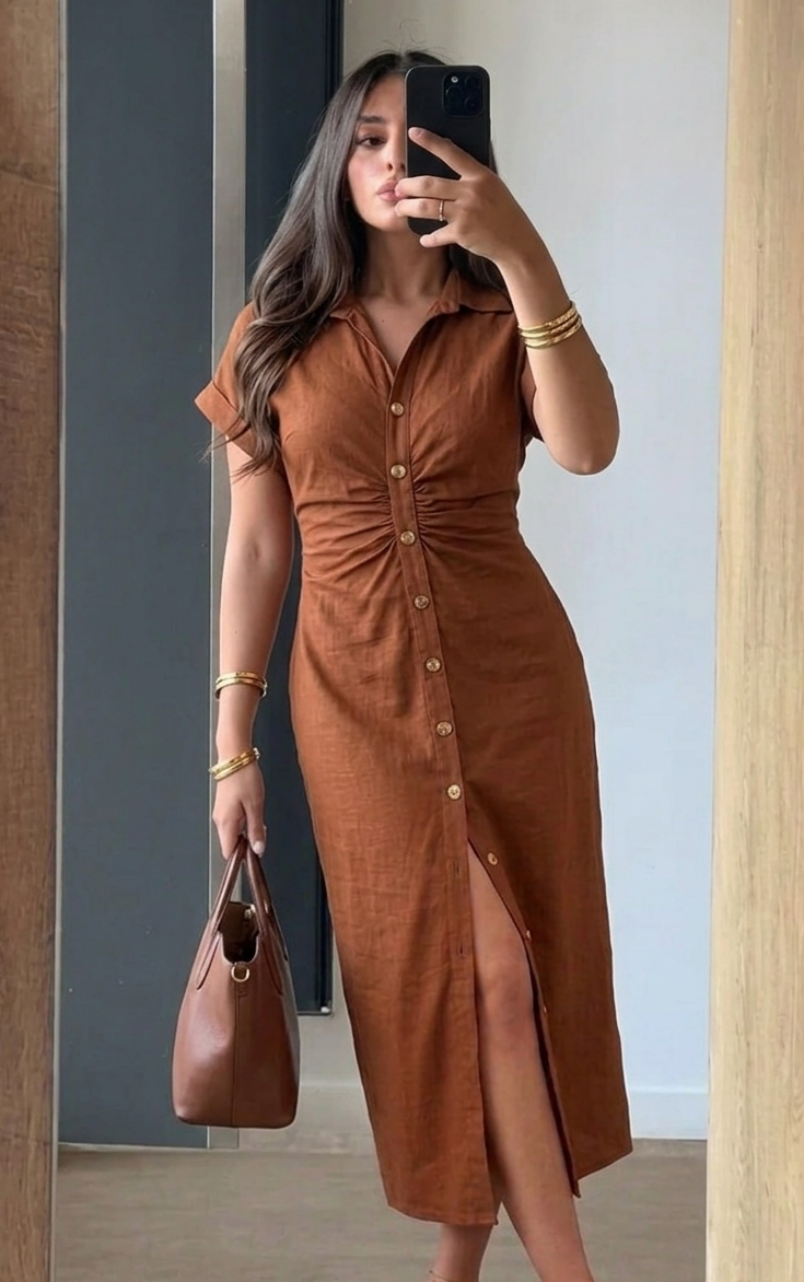 Robe Chemise Élégante Terracotta